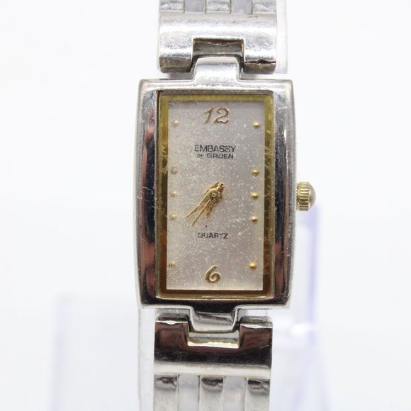 Vintage Embassy By Gruen Watch Womens Rectangular Silver Classic Quartz Dial - Picture 3 of 9